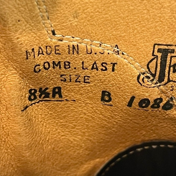 Vintage Justin Black Cowboy Boots Sz 8.5 Made in USA Registered Oil Resistant - Picture 14 of 16